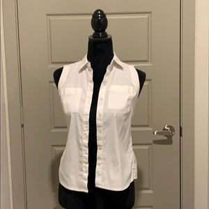 White Sleeveless button shirt for women